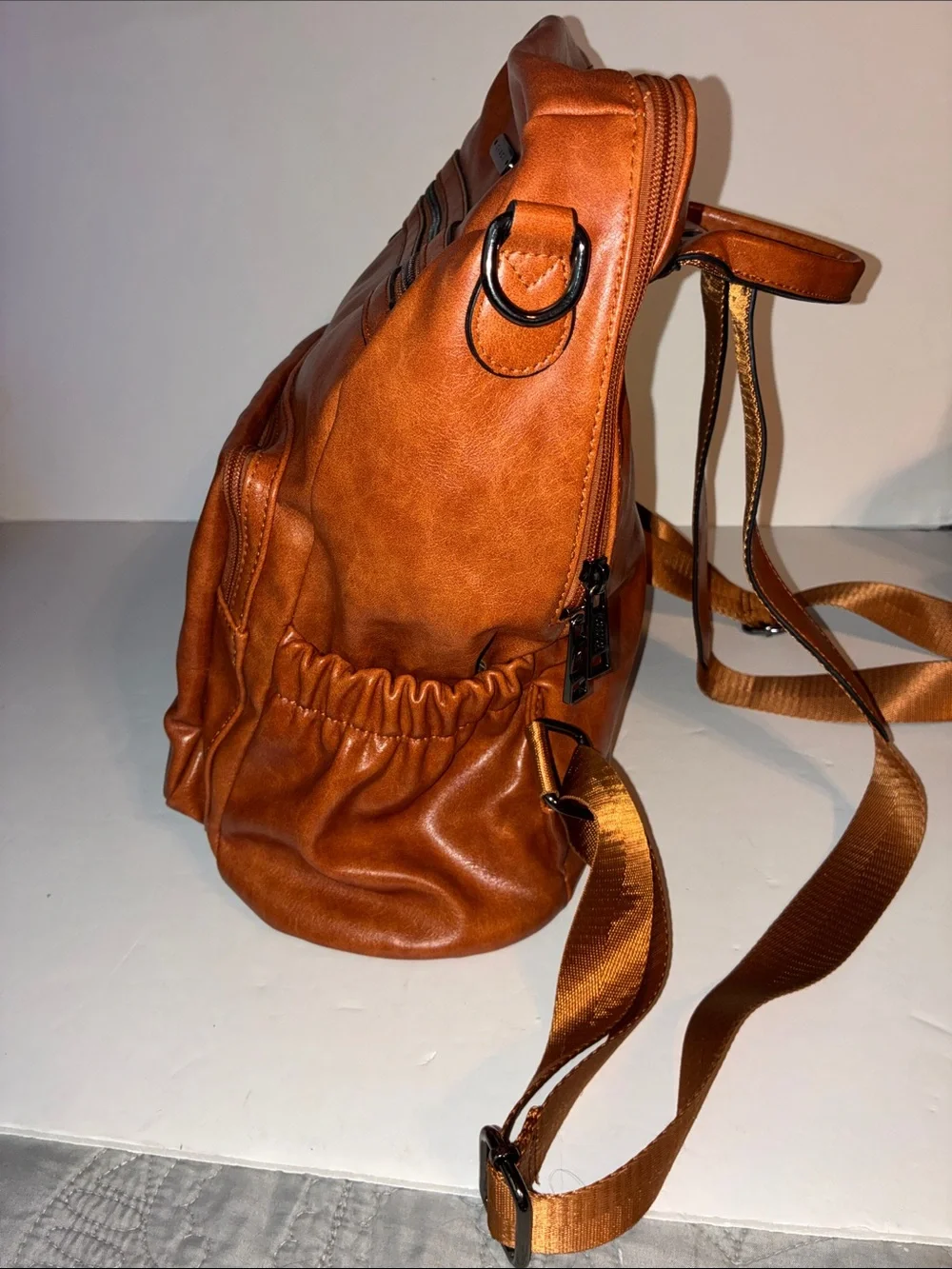 Cluci, Brown Backpack Purse, PU Leather